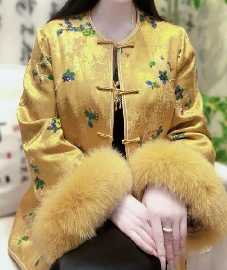 高奢 新中式亮片刺绣狐狸毛外套棉衣棉袄高贵气质小香风,女装/女士精品,短外套,淘宝优惠券,粉丝福利购,淘宝优惠卷