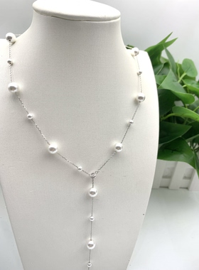 满天星仿珠项链贝珠925银女锁骨链轻奢小众设计感气质颈链配饰
