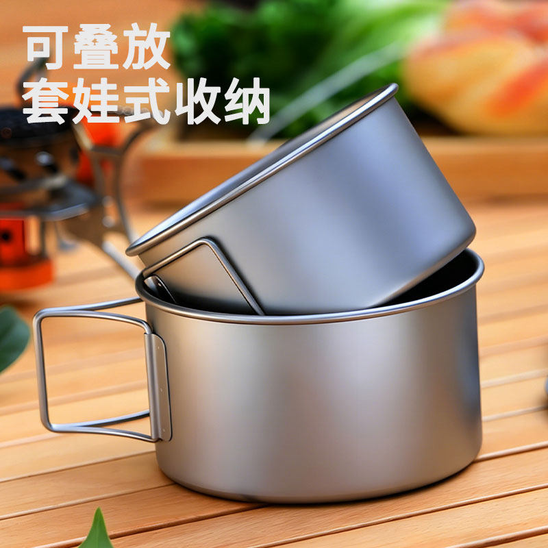 纯钛碗户外露营餐具泡面碗便携轻便旅行家用多功能钛碗钛餐具
