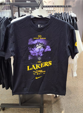 耐克 NBA Lakers 洛杉矶湖人队 男子纯棉宽松舒适短袖T恤 HJ2686