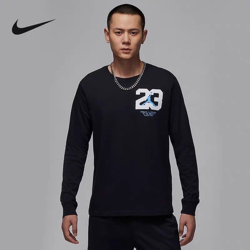 Air Jordan 23男子春秋纯棉透气运动休闲长袖T恤打底衫FZ1982-011