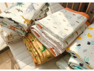 婴儿四层竹纤维纱布毯夏季 幼儿园盖毯儿童浴巾空调毯 出口日本