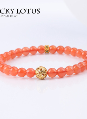 天然冰透南红古法银原创女手链