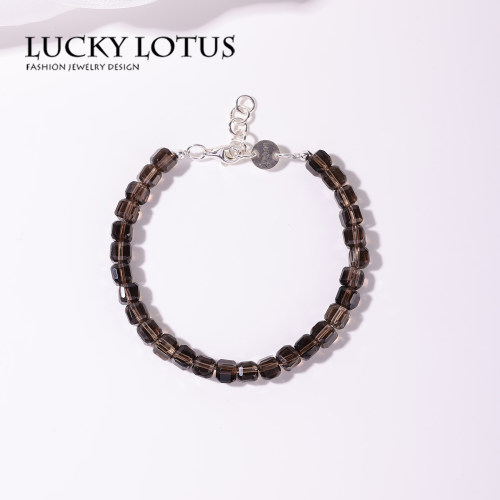 LUCKYLOTUS复古茶晶银色手链
