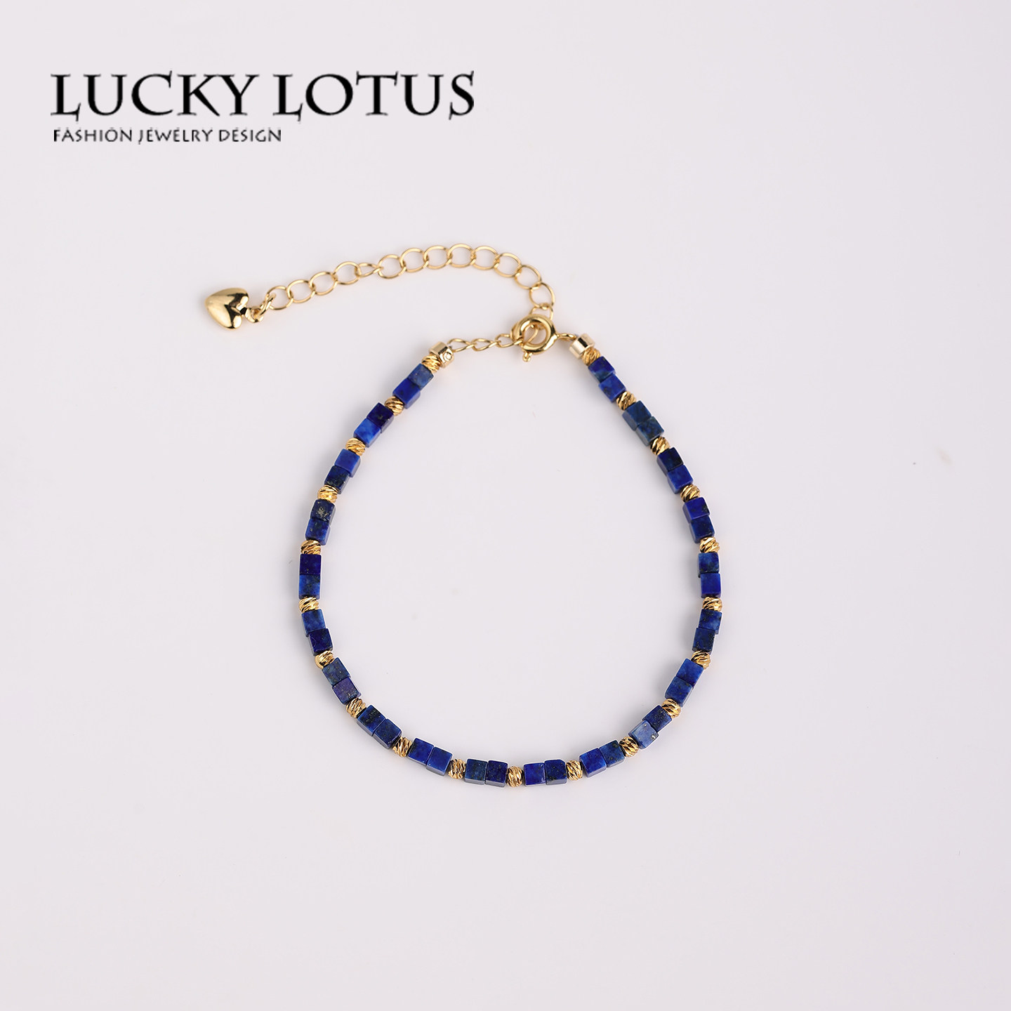 LUCKYLOTUS珠宝首饰天然青金石手工串珠手链女小众设计感项链高级