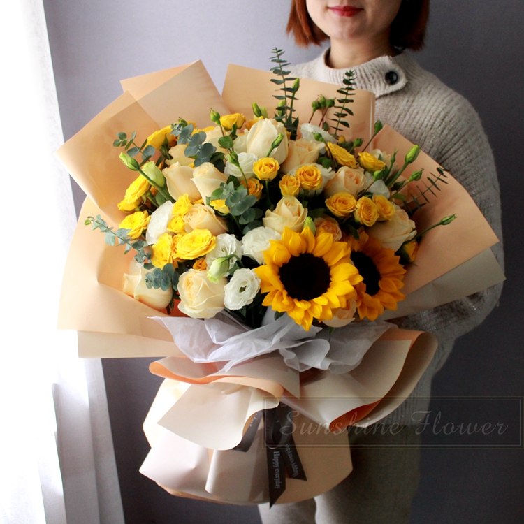 西安向日葵正能量鲜花束同城速递韩式混搭花店上门送闺蜜领导|ruв категории доставка цветов/цветок моделирования/растения садоводства, доставка цветов (город) - от Buy2taobao.com для оказания профессиональной услуги покупки агента Taobao