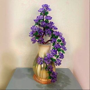 轻奢紫水晶发财树黄水晶招财树家居客厅玄关酒柜店铺收银台装 饰品