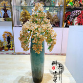 天然黄水晶发财树紫水晶招财树别墅客厅高档陶瓷花瓶落地大摆件