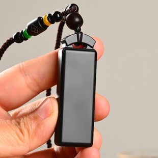 新疆和田玉墨玉平安无事牌玉吊坠男细料平安牌挂件