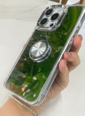 CHOWILL简约银镜面+CD纹旋转指环适用iPhone17 16 15 13 14pro 12 11 XR XSMAX 78PLUS SE手机壳A56 S25Ultra