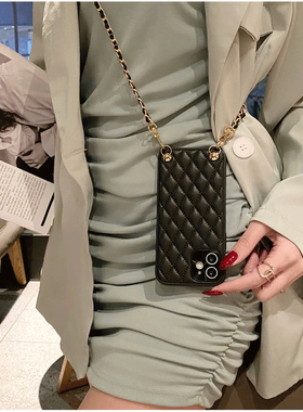 CHOWILL潮牌小香风菱格链条斜挎适用iPhone17 Air 16Pro 15Plus 14 13/12/11Pro 78 XR SE皮质手机壳三星S25U