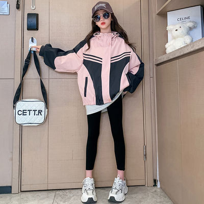 儿童冲锋衣女高级感春秋少女酷风酷炫时尚服装高中生甜酷超好帅气