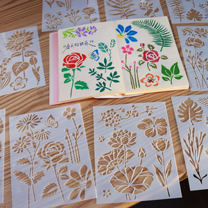 蝴蝶花朵镂空绘画模板毕业相册diy涂鸦学生手抄报手账塑料花边尺