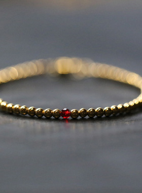 越调丨极细款9k金珠红手链