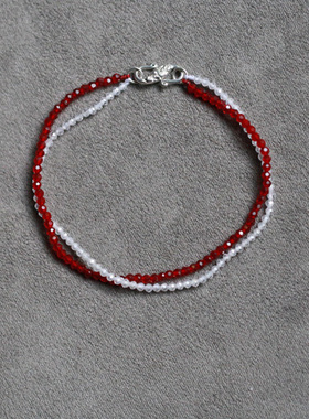 入锦女红尖晶白锆石原创设计双圈