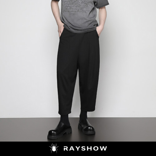RAYSHOW@拼片设计弹力弯刀九分裤