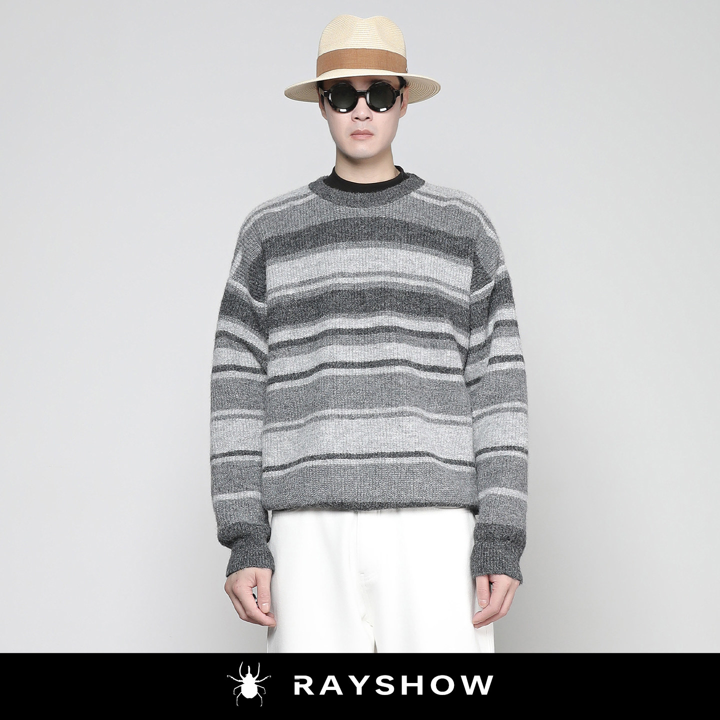 COS@原创复古风条纹套头廓形毛衣