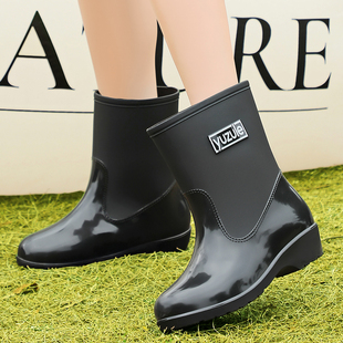 洗车工作套鞋 时尚 踩水厨房胶鞋 雨靴女夏季 短筒成人外穿防水鞋 雨鞋