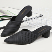 防滑加厚外穿高跟凉拖鞋 休闲粗跟增高一字拖懒人半拖 女夏百搭时尚