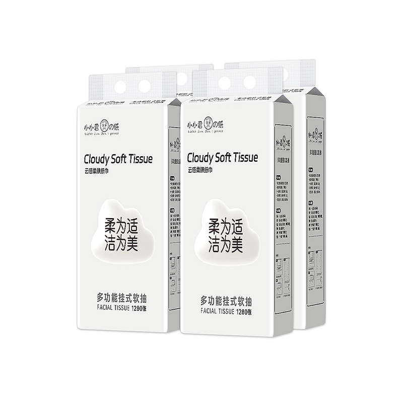 小小君五层亲肤挂抽式面巾纸4提（5层256抽/提）