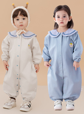 婴幼儿纯棉连体衣羽绒服罩衣宝宝萌爬行哈衣可爱外出爬爬服护衣