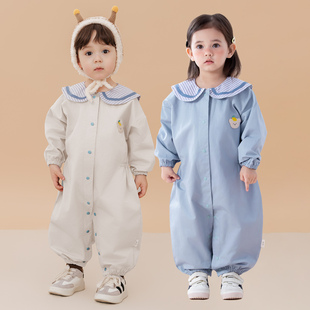 婴幼儿纯棉连体衣羽绒服罩衣宝宝萌爬行哈衣可爱外出爬爬服护衣