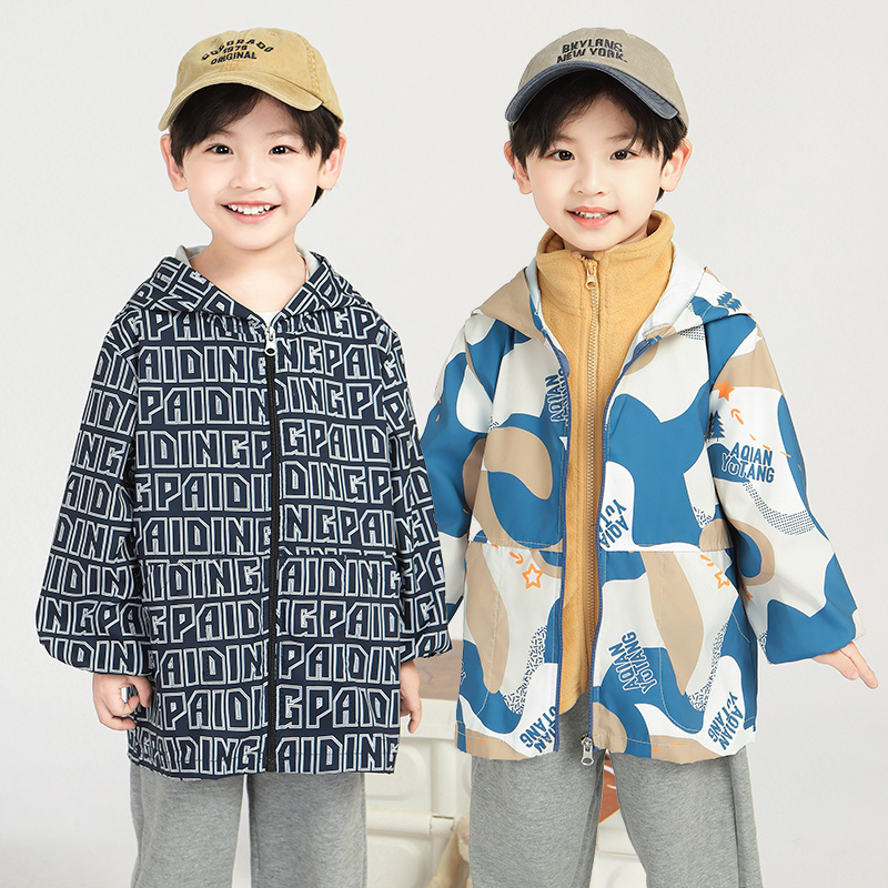 宝宝防水罩衣秋冬长袖男童羽绒服防脏小学生画画围裙幼儿园吃饭兜