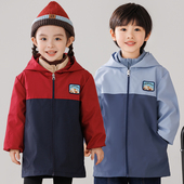 儿童防水罩衣长袖 秋冬男童羽绒服防脏罩衫 女宝宝画画围裙吃饭围兜