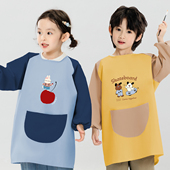 儿童长袖 罩衣幼儿园美术书法防脏反穿衣学生画画防水围裙可印logo