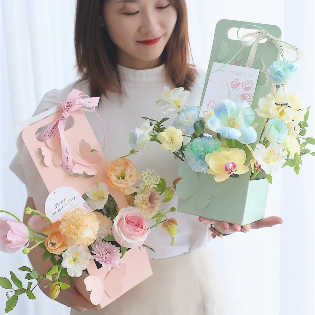 教师节手提蝴蝶纸质花艺资材花袋图片
