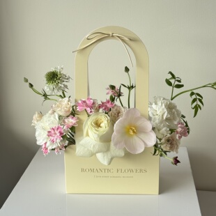 鲜花手提袋花束手提袋花艺课插花袋鲜花包装 盒圣诞节手提花盒