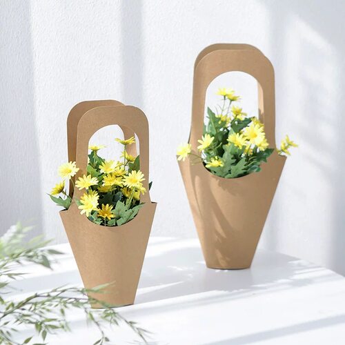 牛皮纸手提花篮包装盒