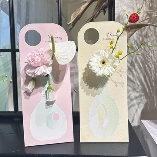 情人节鲜花手提袋圣诞单支玫瑰花束包装盒diy鲜花艺礼盒手提花卡