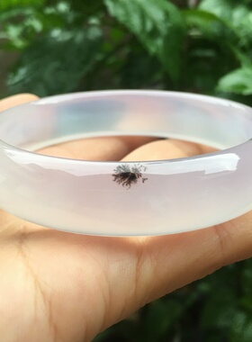 淡紫罗兰水草玛瑙通透玉髓手镯