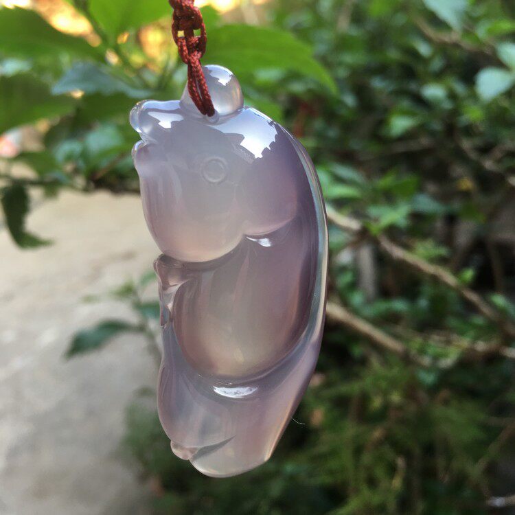 巴西纯天然原色无烧灰紫玉髓玛瑙吊坠鱼年年有余挂件男女款百搭