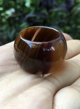 原矿无烧玛瑙扳指戒指复古宫廷