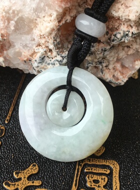 天然翡翠玉子母平安扣吊坠复古女