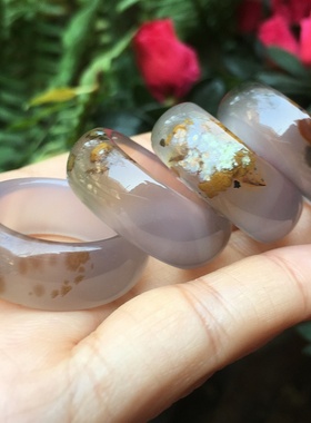 微瑕天然玛瑙戒指宽厚版指环男女