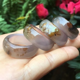 微瑕疵巴西原色纯天然玛瑙戒指男女宽厚食中无名指环17 18 19+mm