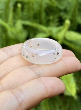 天然玉髓红水草玛瑙戒指女款宽版