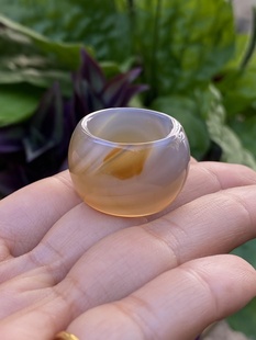 现货巴西纯天然原色无烧玛瑙戒指扳指复古食指拇指环宽厚通透18mm