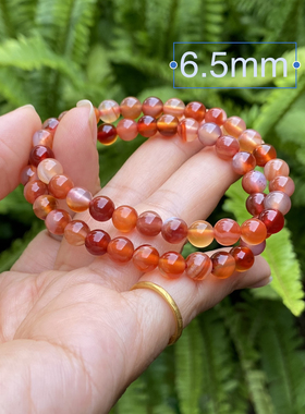 天然红玛瑙圆珠手链少女款甜美风