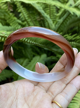 精品巴西纯天然枣红色条纹手镯