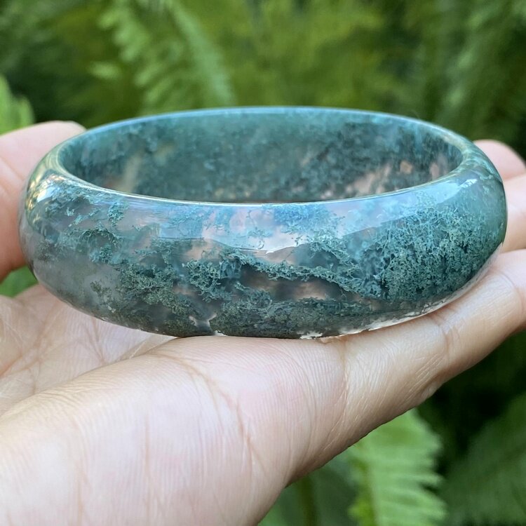 原矿印度纯天然原色无烧水草玛瑙手镯子青绿满水草无优化手环56mm