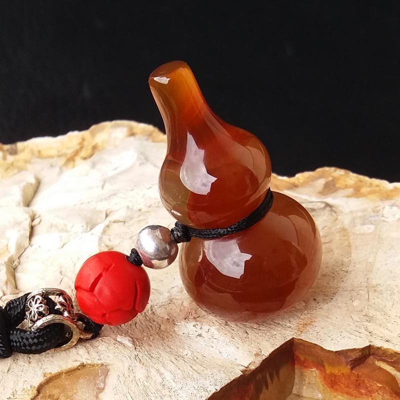 原矿巴西纯天然俏色蜜糖红玛瑙大葫芦吊坠女款毛衣链原色无烧挂件
