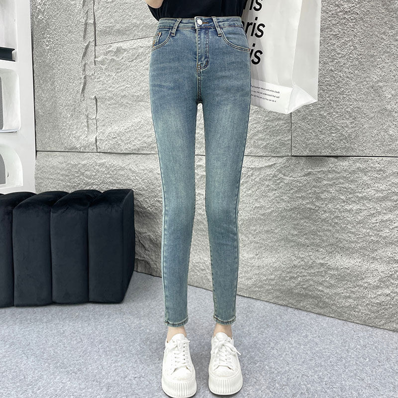 显瘦高腰牛仔裤女紧身靴子九分小个子春秋紧身弹力铅笔修身小脚裤
