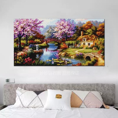 田园风景色樱花小屋钻石画年轻人客厅成人手工diy刺绣Art2025新款