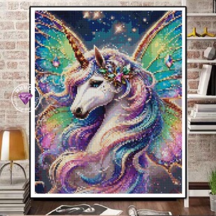 高颜值复杂独角兽满钻石画成人DIY手工点钻十字绣客厅卧室装饰画