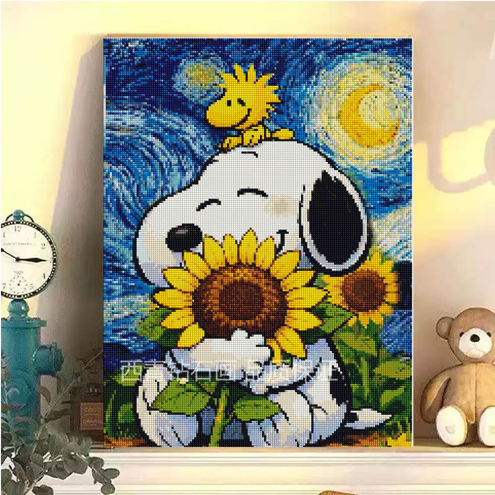 DIY方钻石画史努比梵高星空儿童小男孩手工女孩子高难度diy砖石画