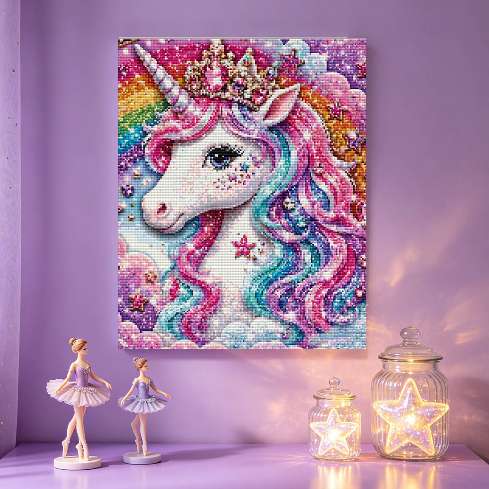 方钻梦幻独角兽小马钻石画儿童高难度小女孩DIY手工贴砖石十字绣